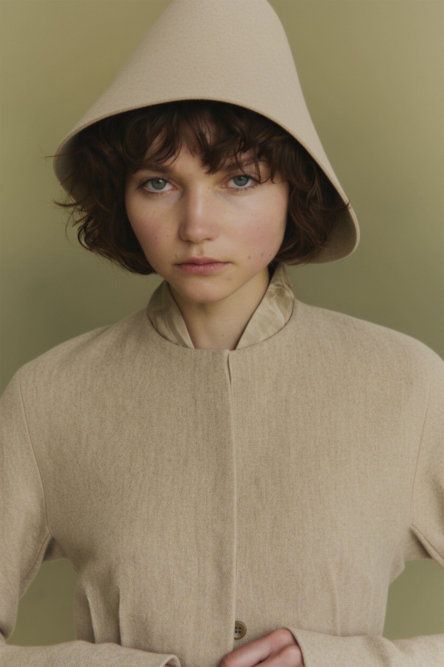 Aura, beige asymmetric hat