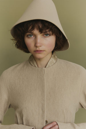 Aura, beige asymmetric hat