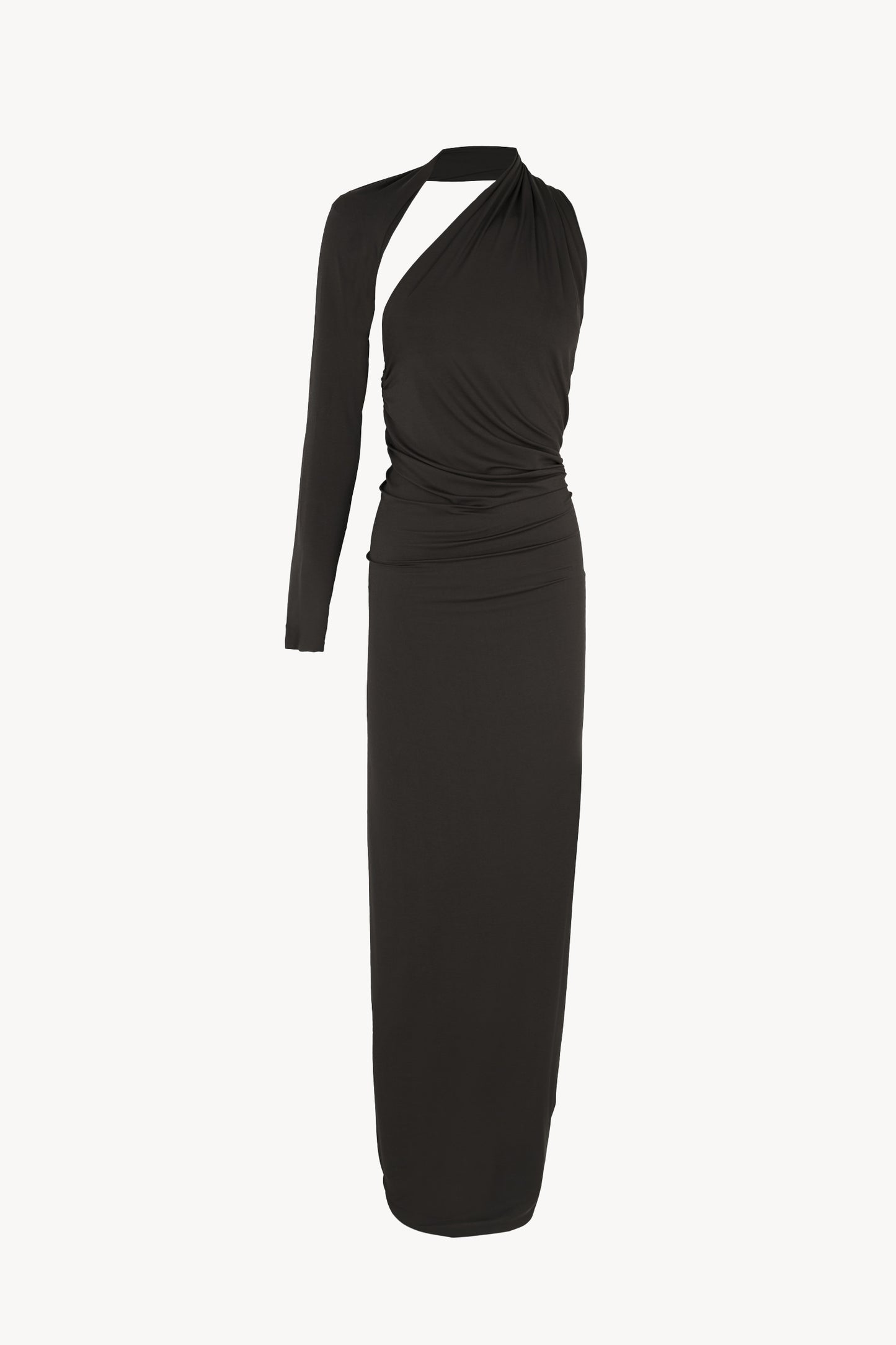Babar, vestido asimetrico en cupro stretch grafito