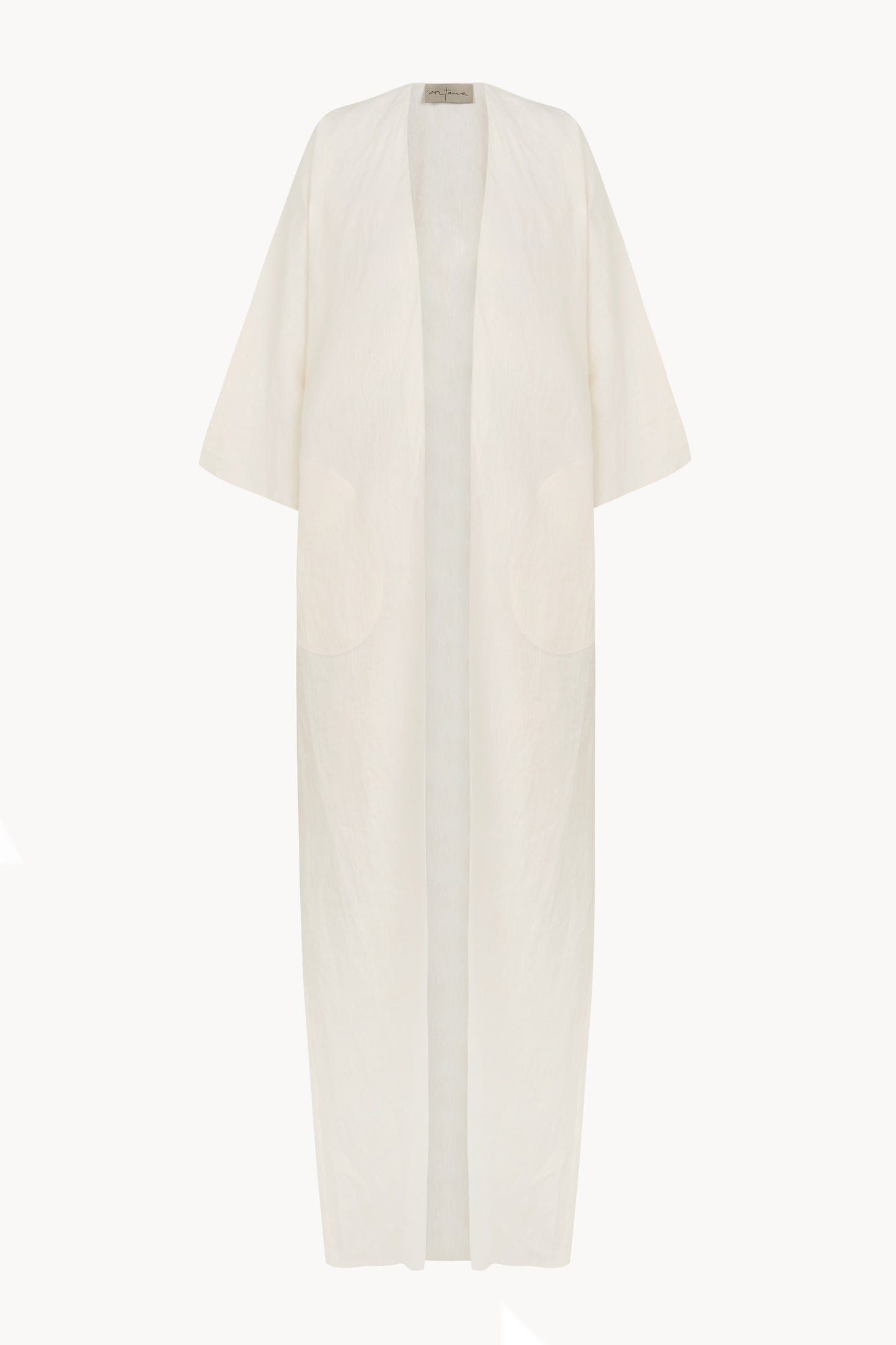 Bambina, long coat in ivory linen