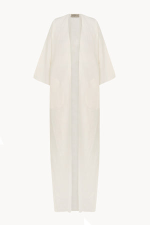 Bambina, long coat in ivory linen