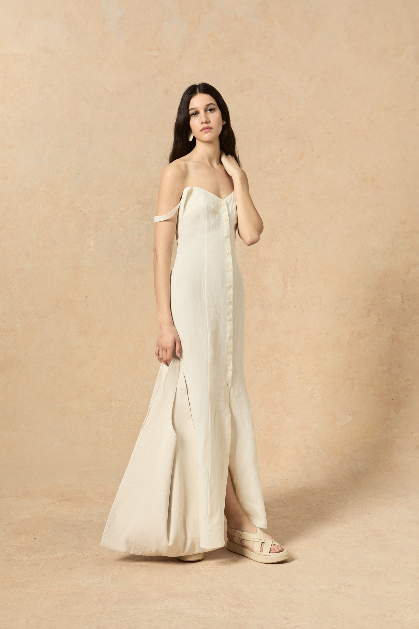 ivory linen dress Cortana