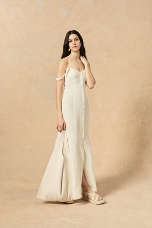 Bambina, ivory linen dress