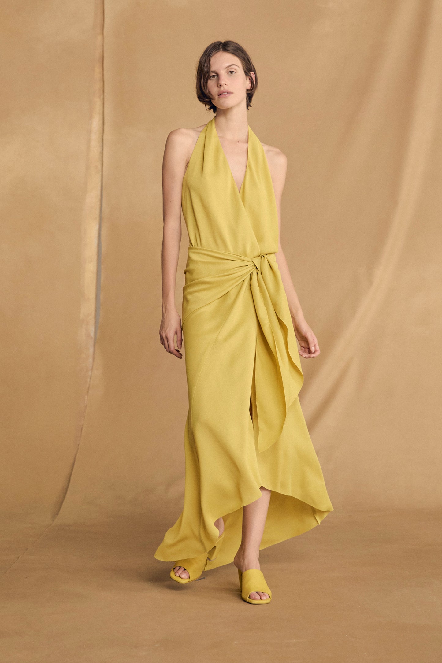 Banane, yellow halter dress