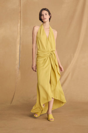 Banane, yellow halter dress