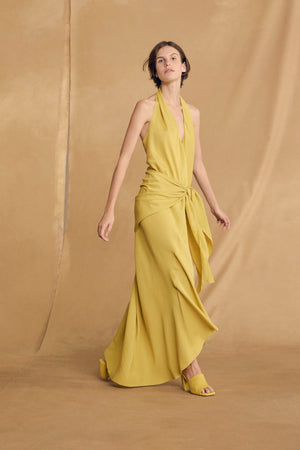 Banane, yellow halter dress