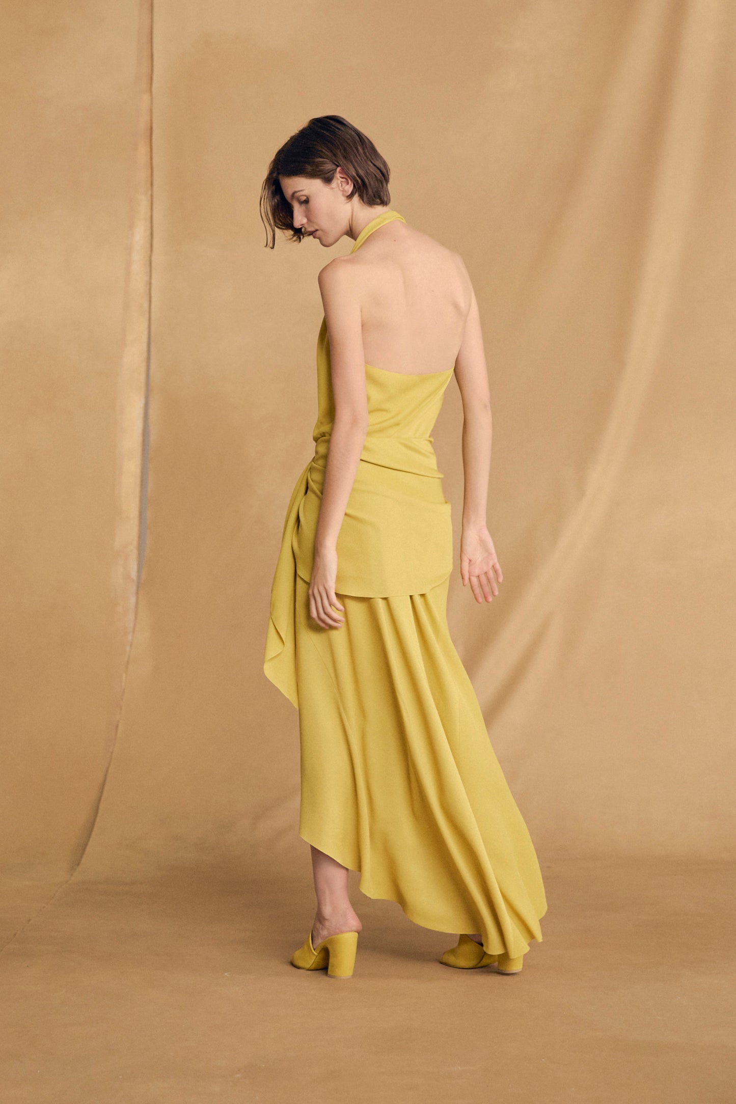 Banane, yellow halter dress