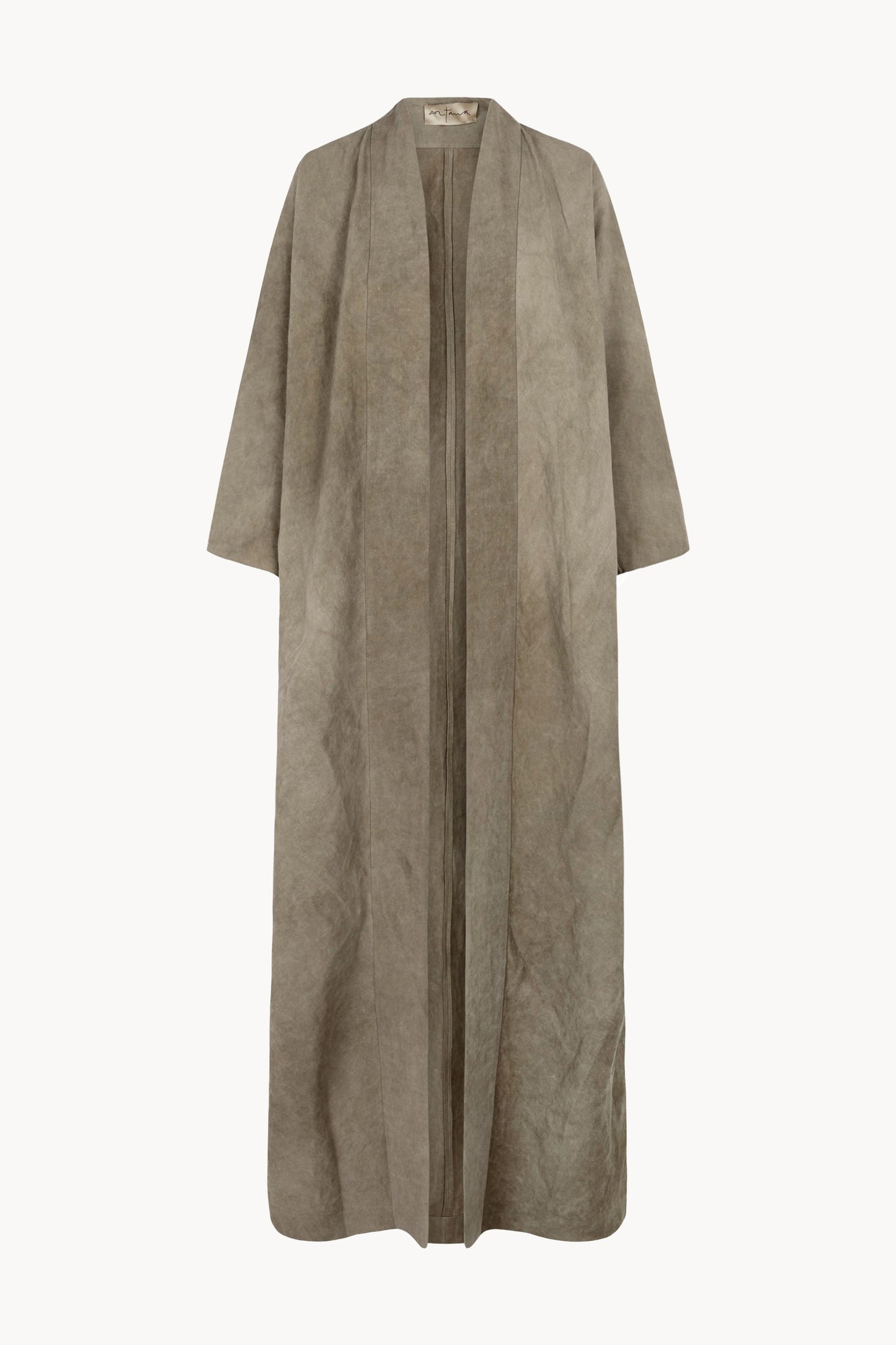 Bimba, stone gray maltinto linen coat