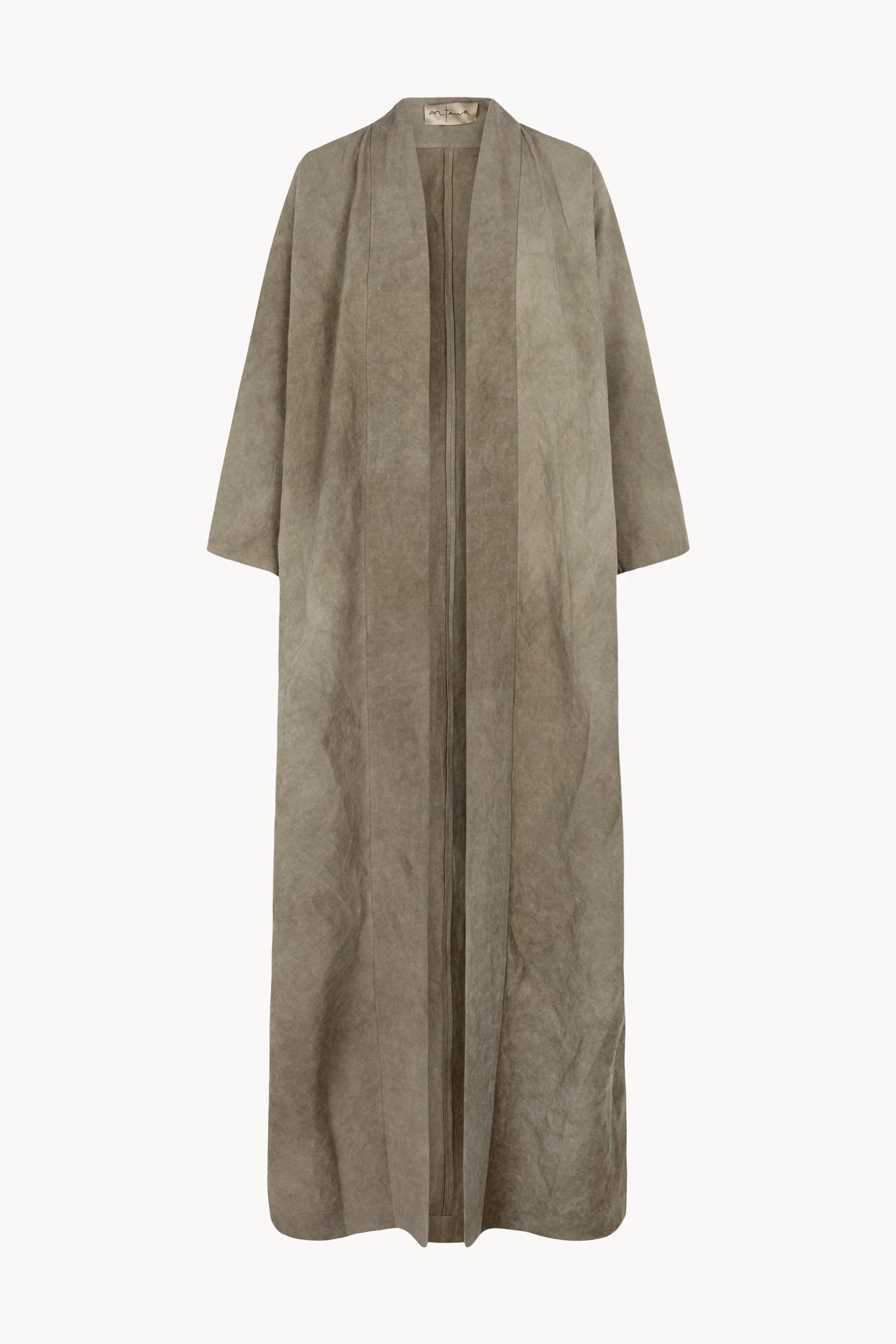 Bimba, stone gray maltinto linen coat