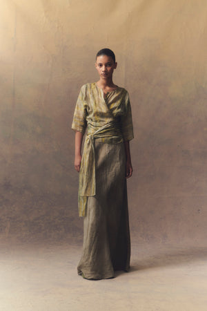 Bimba, long skirt in grey maltinto linen