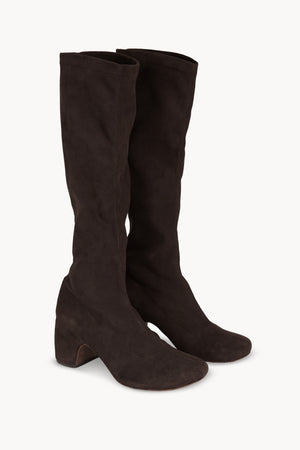 Amara, dark brown suede tall boots
