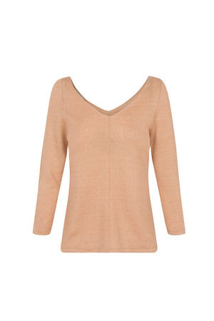 Botanica, light peach linen knit sweater