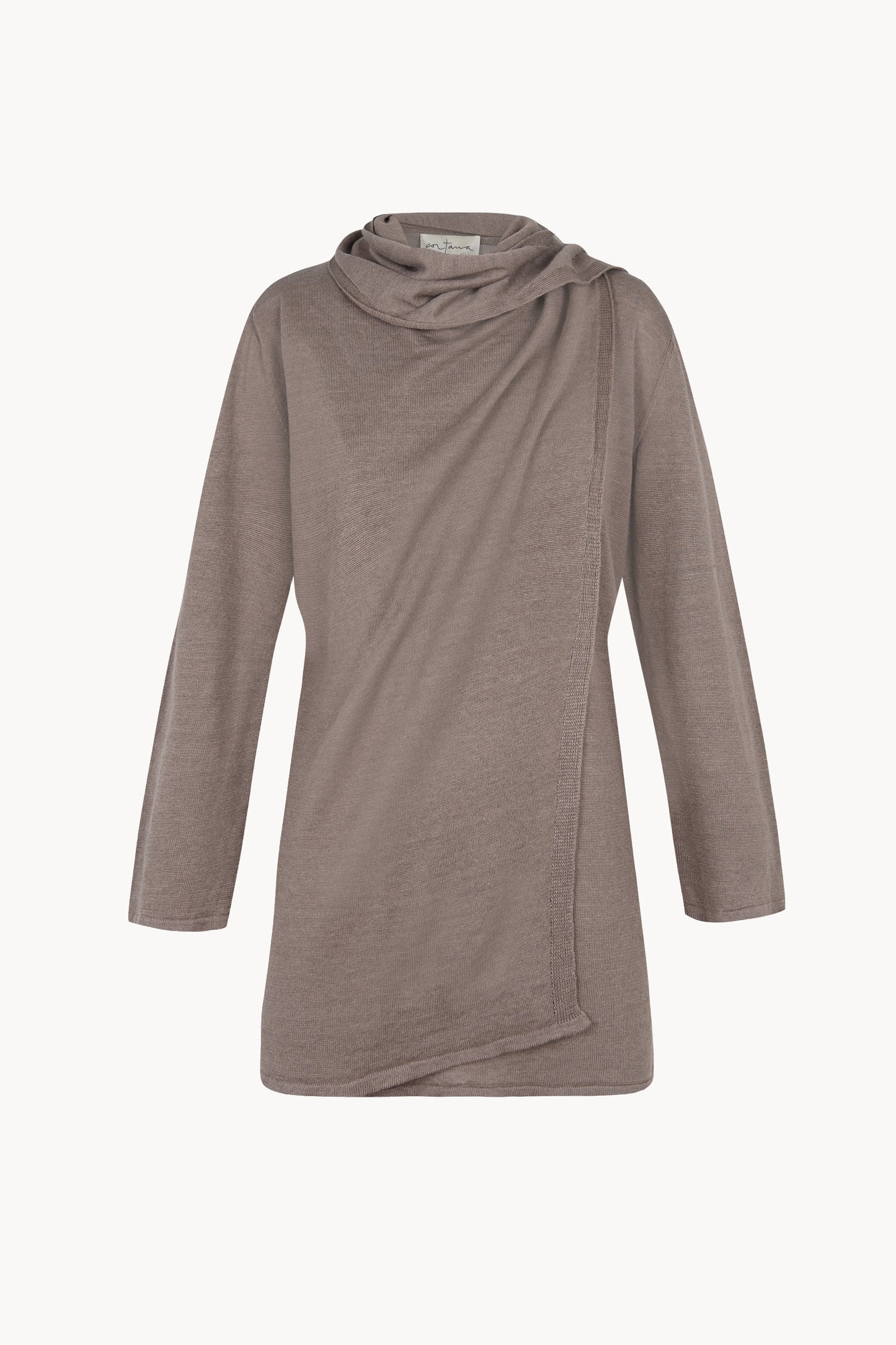 Botanica, mink linen knit wrap top