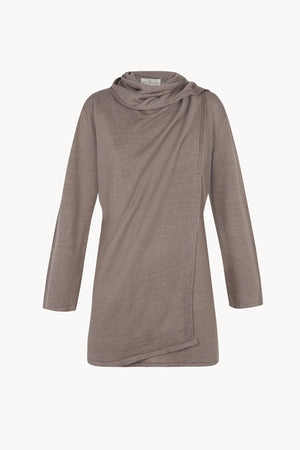 Botanica, mink linen knit wrap top