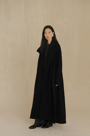 Brano, black virgin wool and silk coat