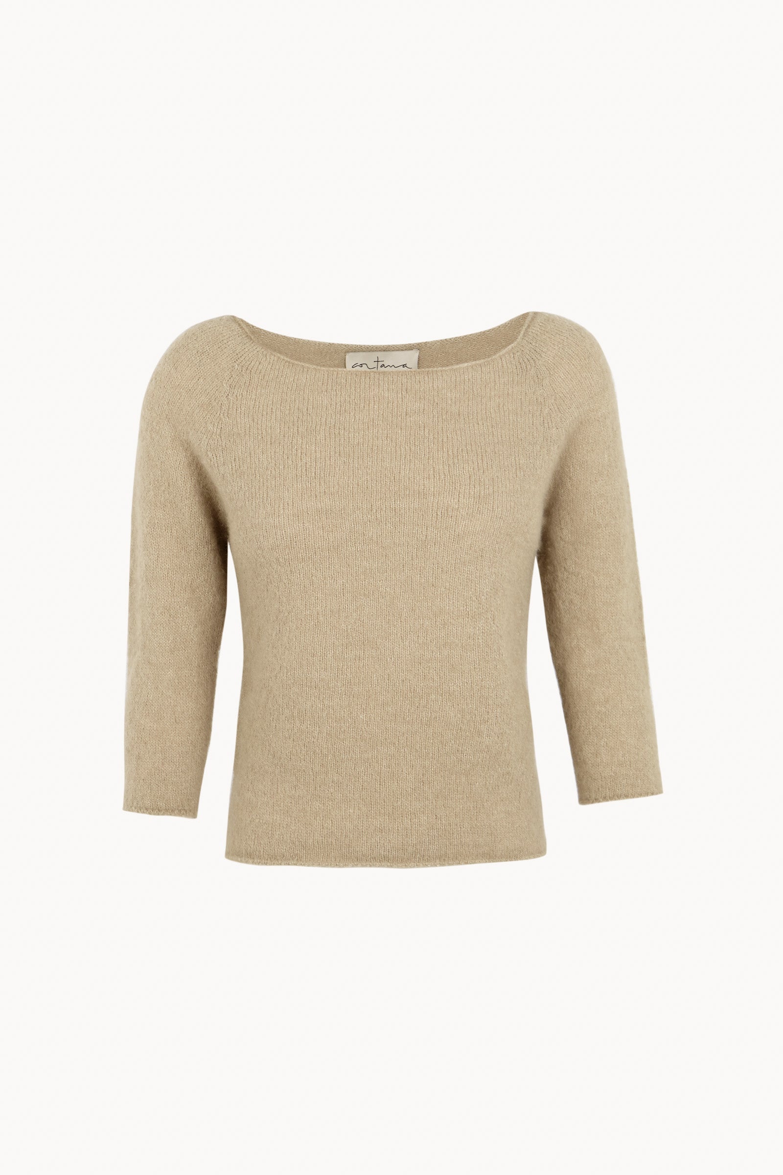 Eira, top de punto con cuello barco perla