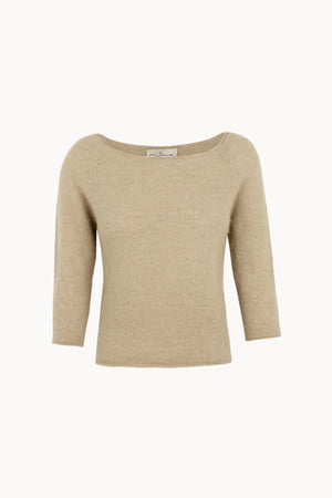 Eira, top de punto con cuello barco perla