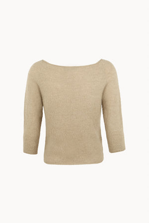 Eira, top de punto con cuello barco perla
