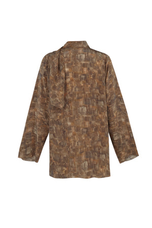 Braque, cube print silk blouse