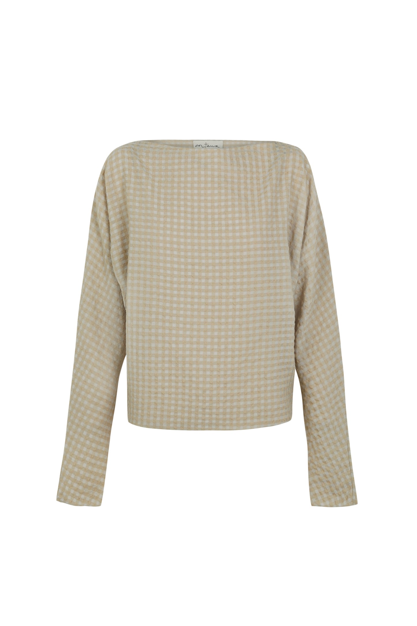 Bravo, beige checked jacquard top