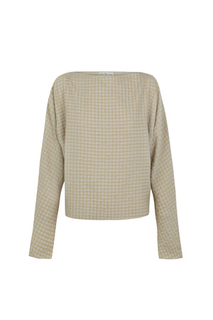 Bravo, beige checked jacquard top