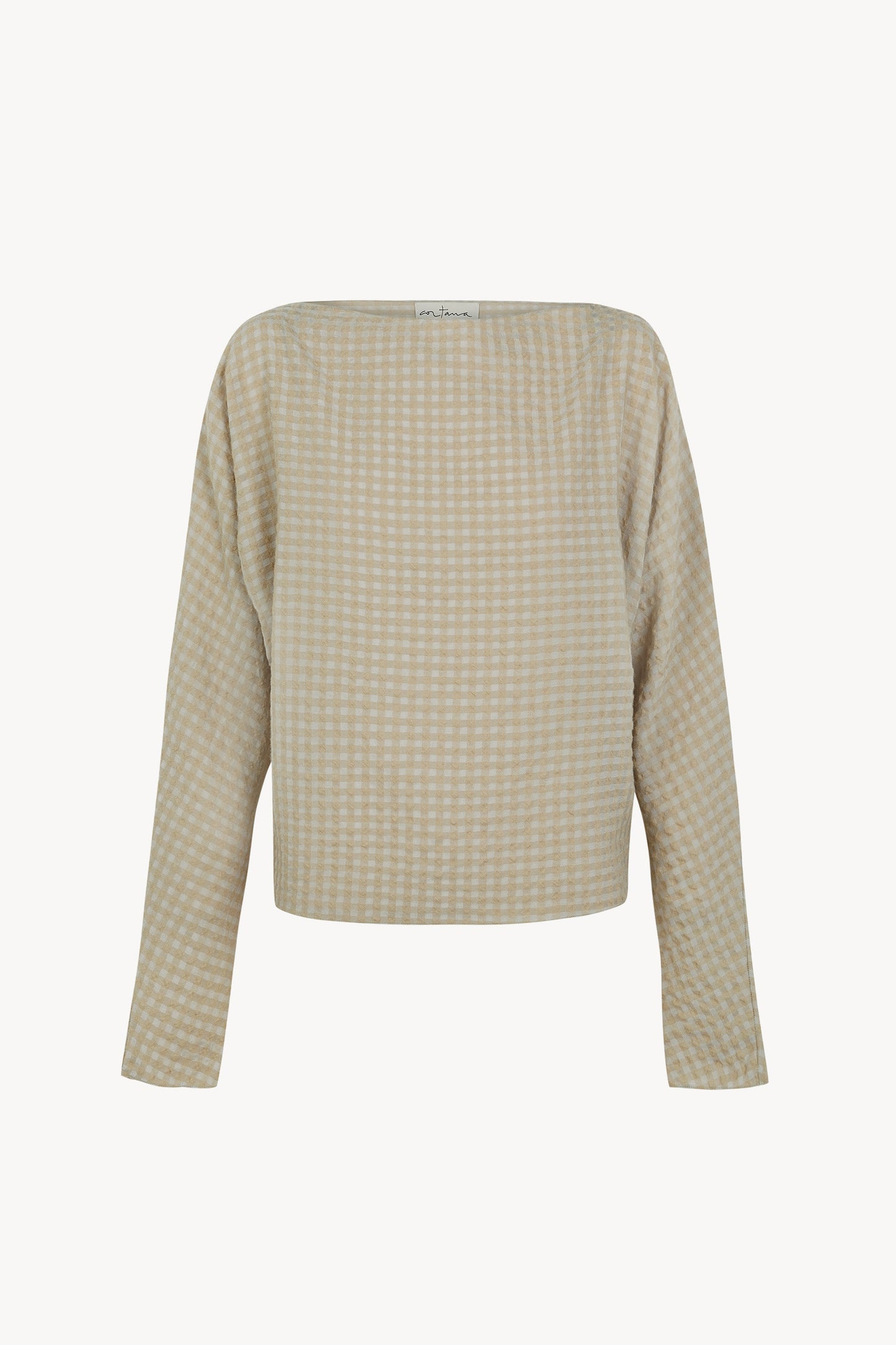Bravo, beige checked jacquard top