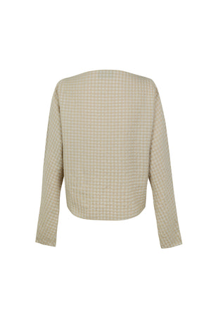 Bravo, beige checked jacquard top