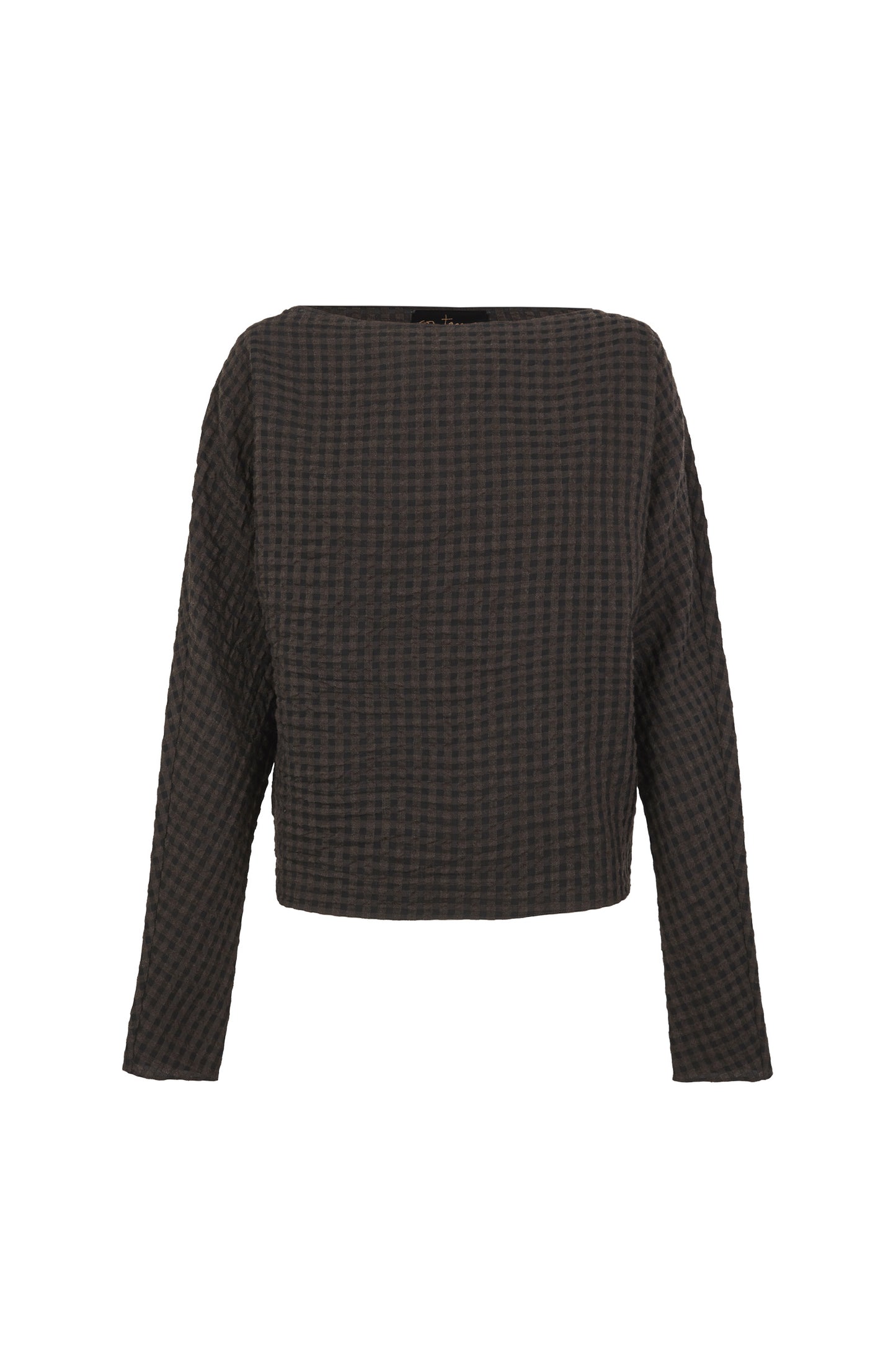 Bravo, brown checked jacquard top