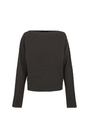 Bravo, brown checked jacquard top