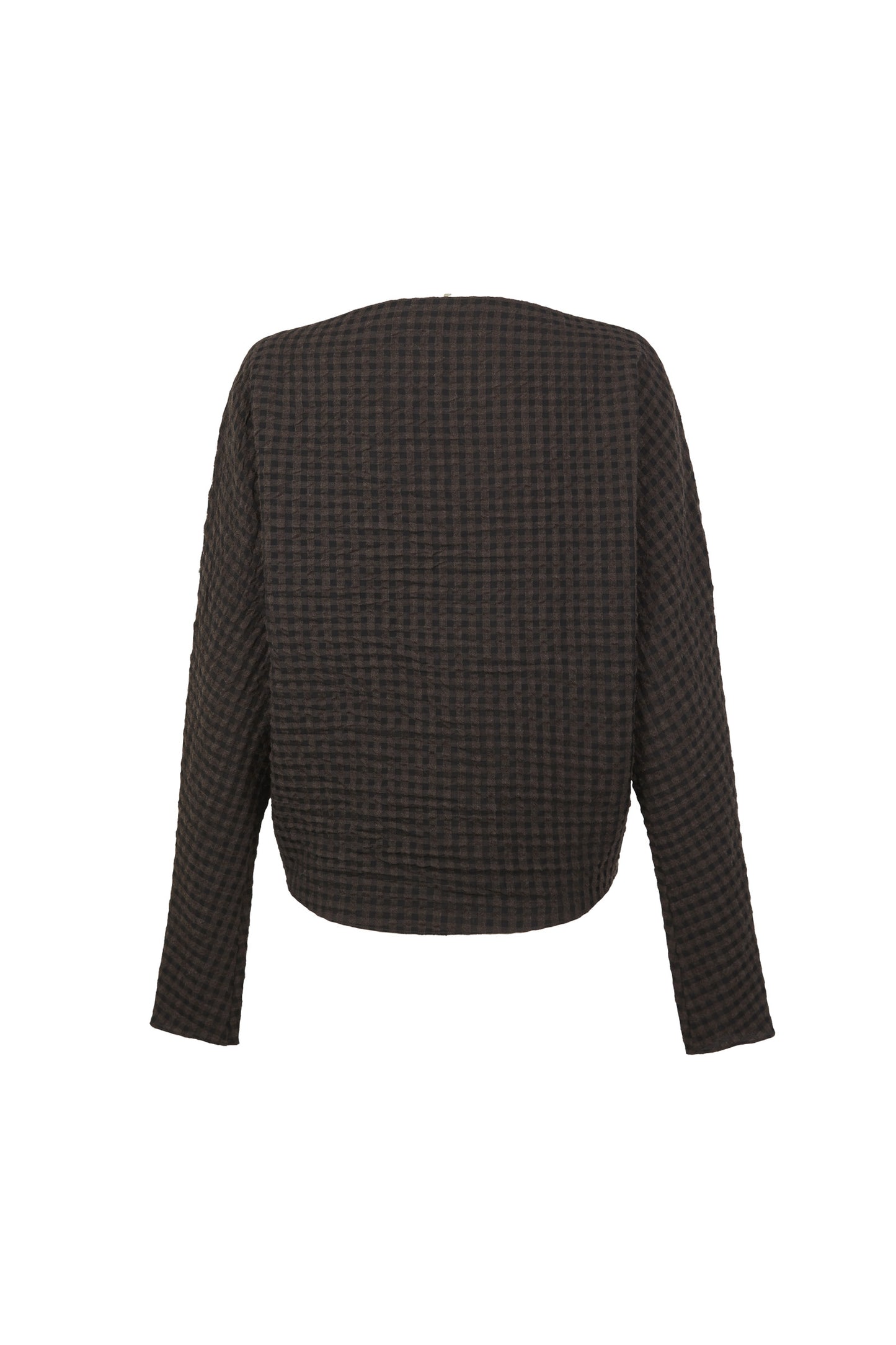 Bravo, brown checked jacquard top