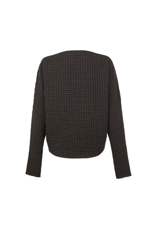 Bravo, brown checked jacquard top