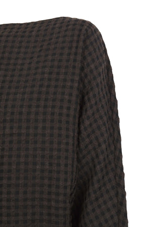 Bravo, brown checked jacquard top