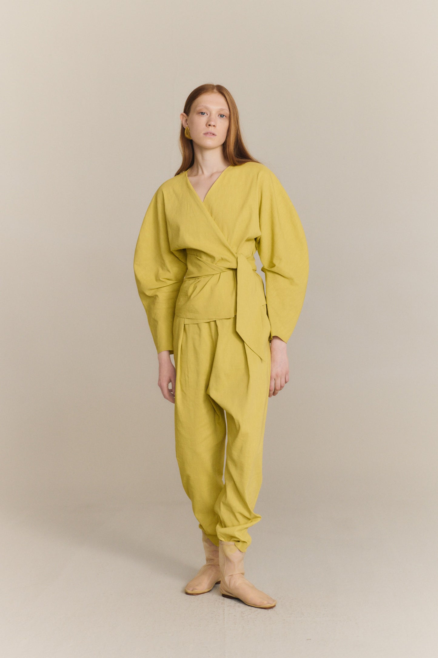 Ama, lime hemp and viscose trousers