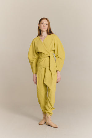 Ama, lime hemp and viscose trousers