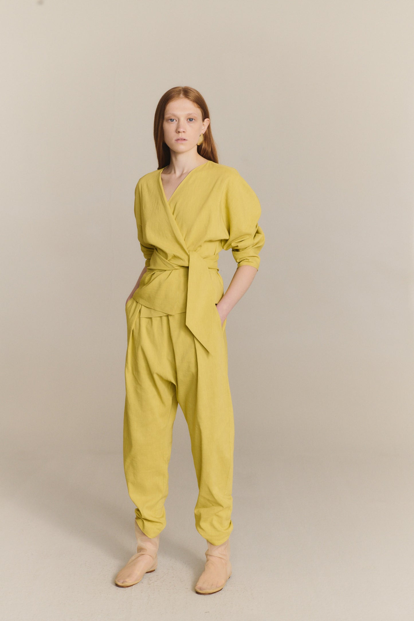 Ama, lime hemp and viscose trousers
