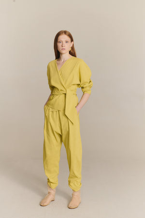 Ama, lime hemp and viscose trousers