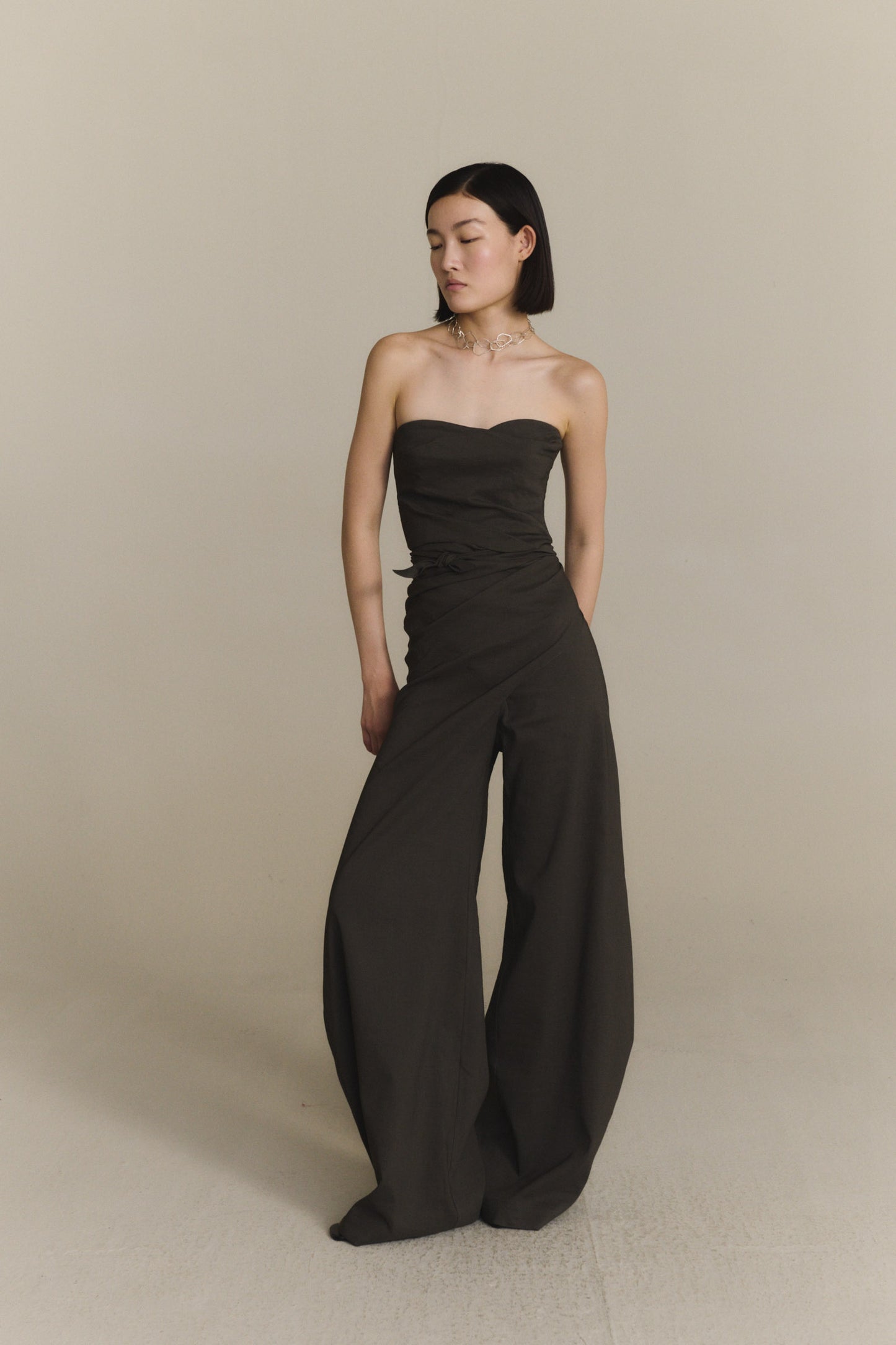 Mite, dark grey wrap trousers