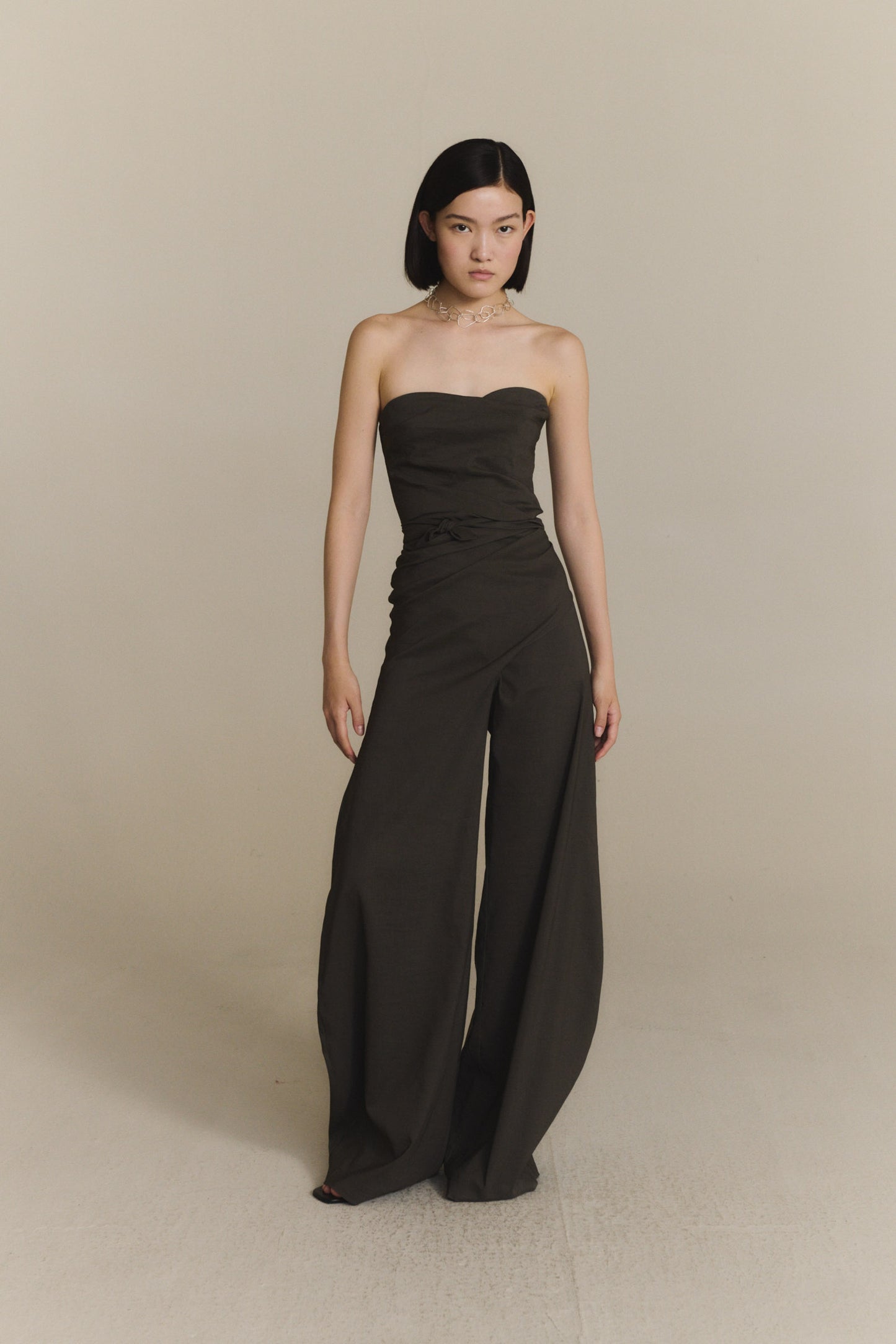 Mite, dark grey wrap trousers