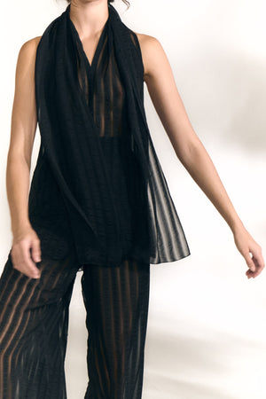 Brisa, top de seda a rayas blue nero