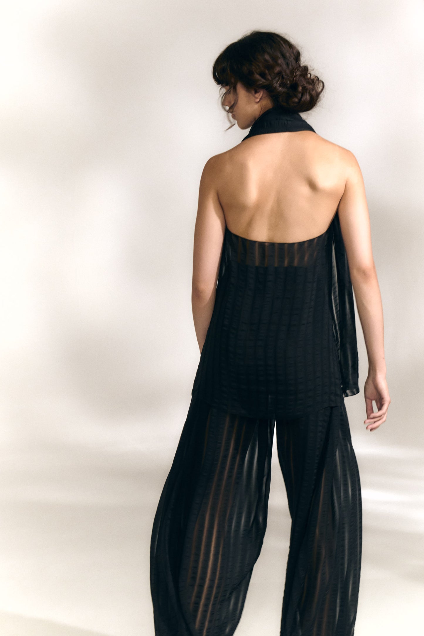 Brisa, top de seda a rayas blue nero