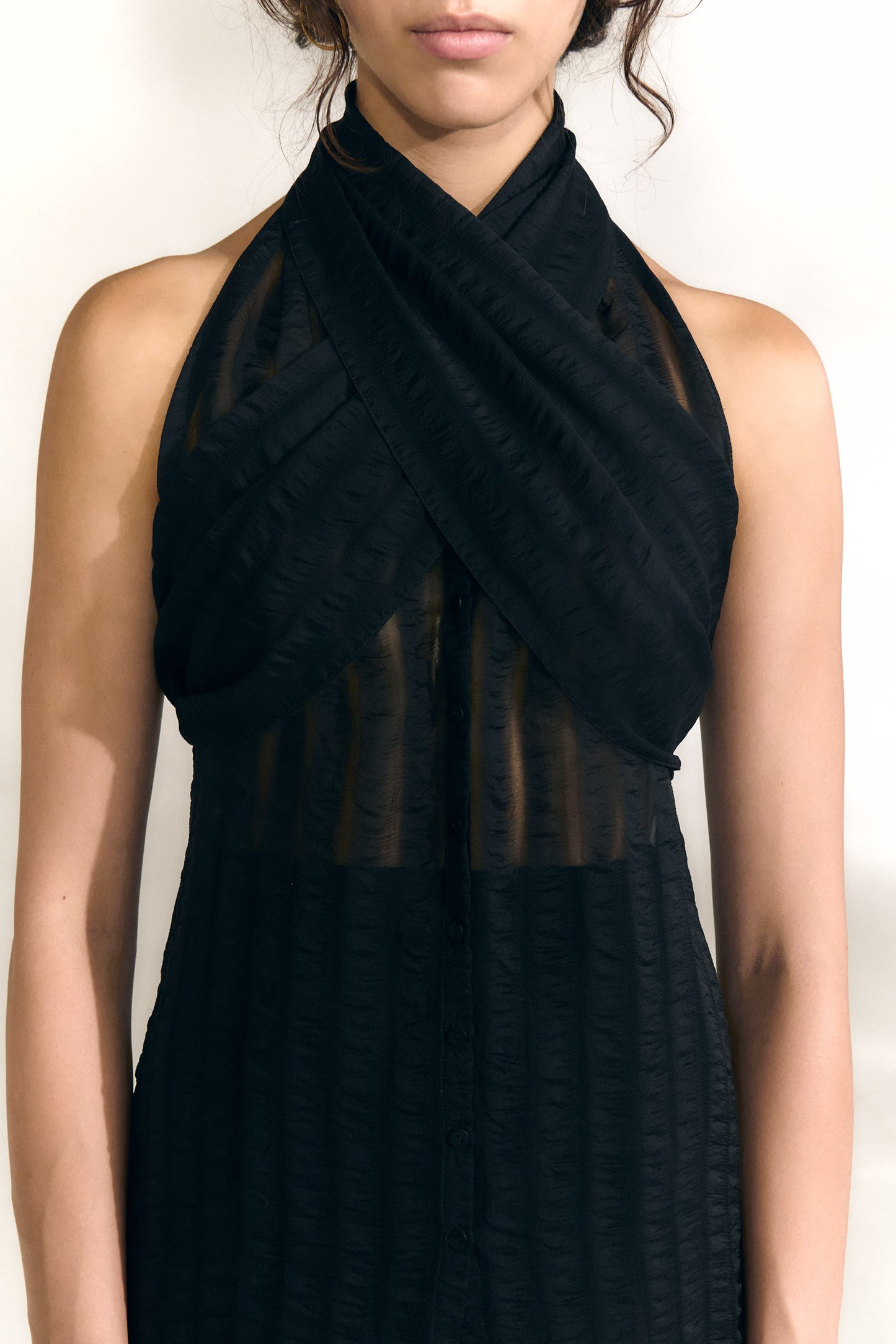 Brisa, top de seda a rayas blue nero