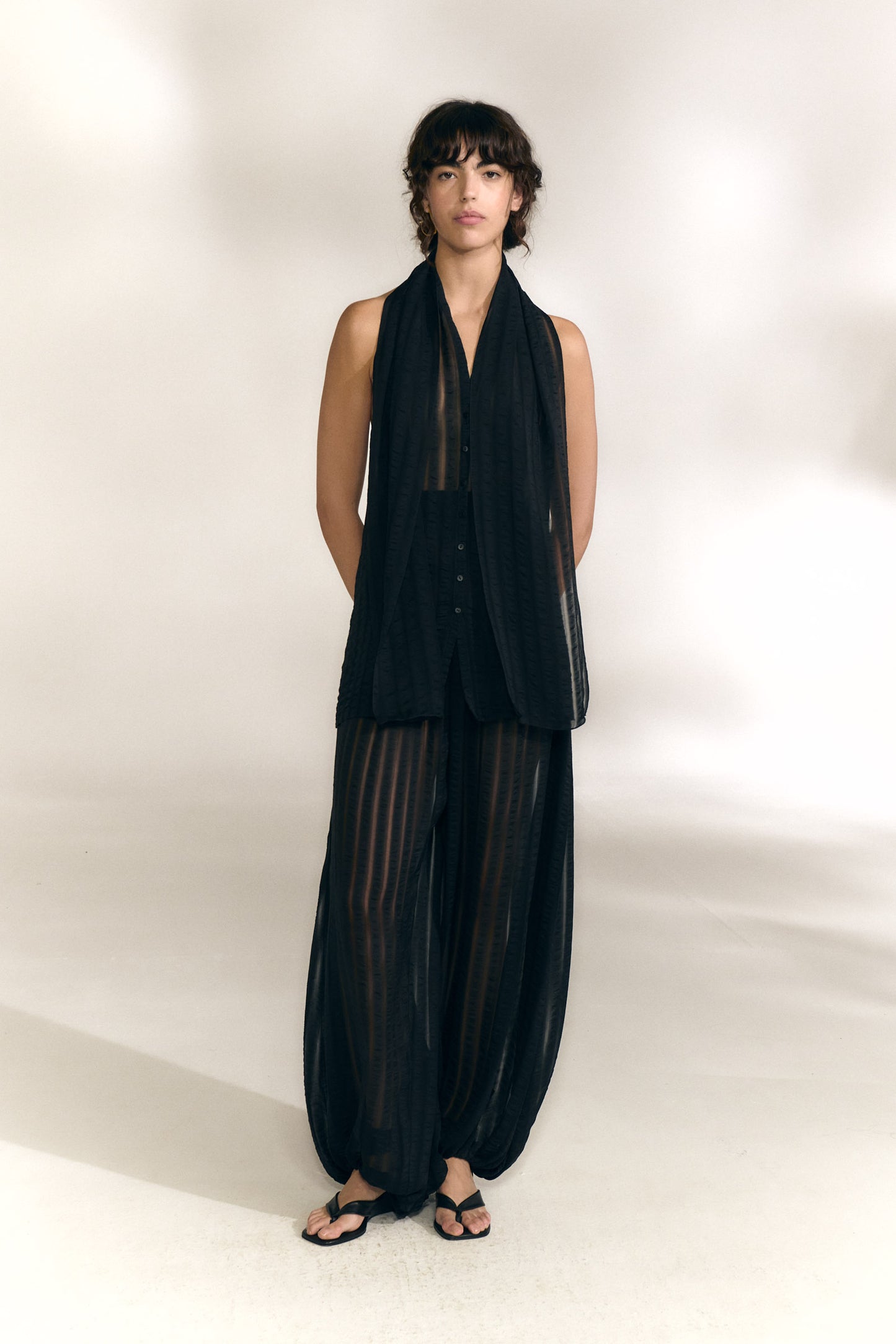 Brisa, pantalon de seda a rayas blue nero