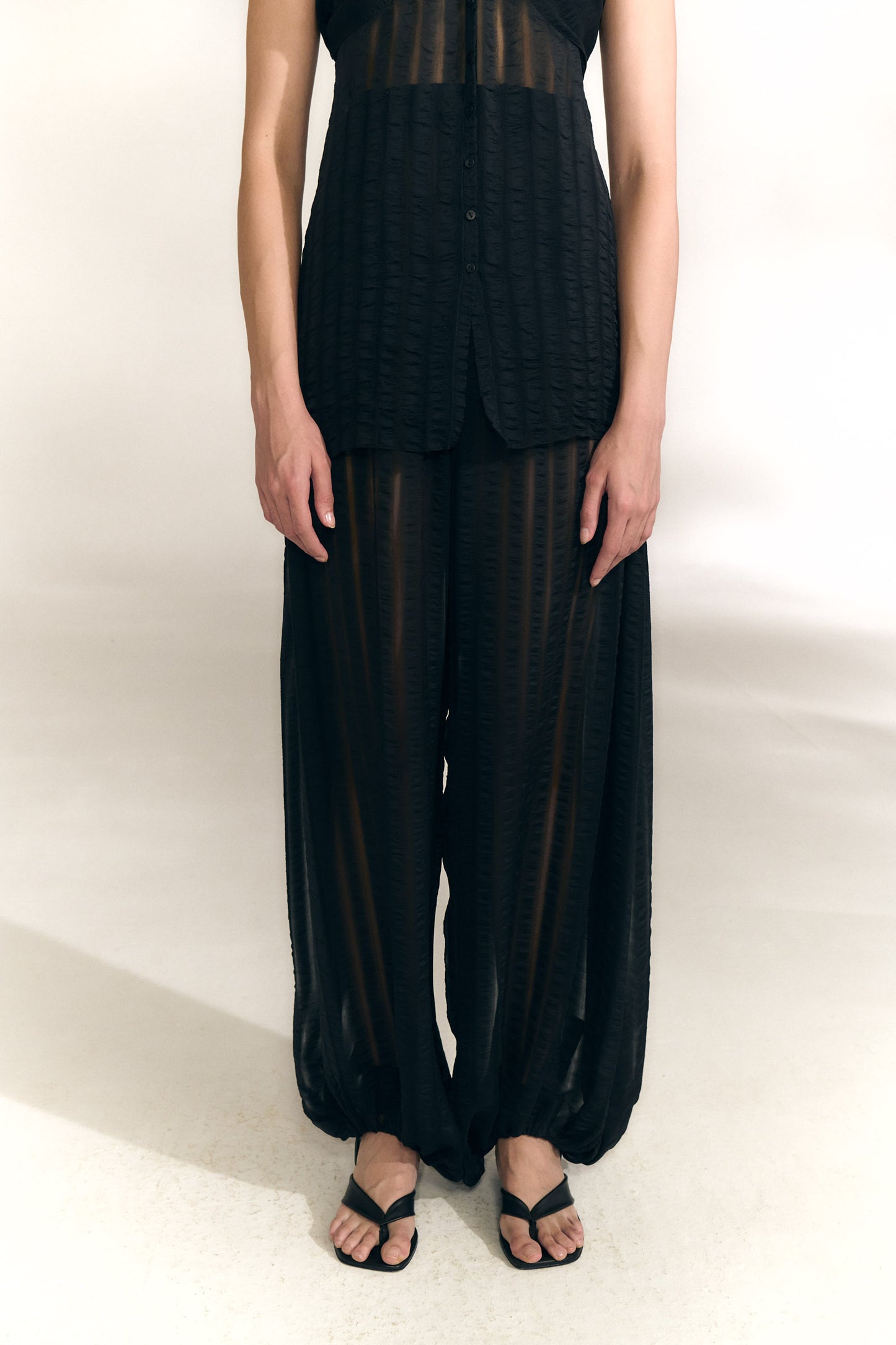 Brisa, pantalon de seda a rayas blue nero