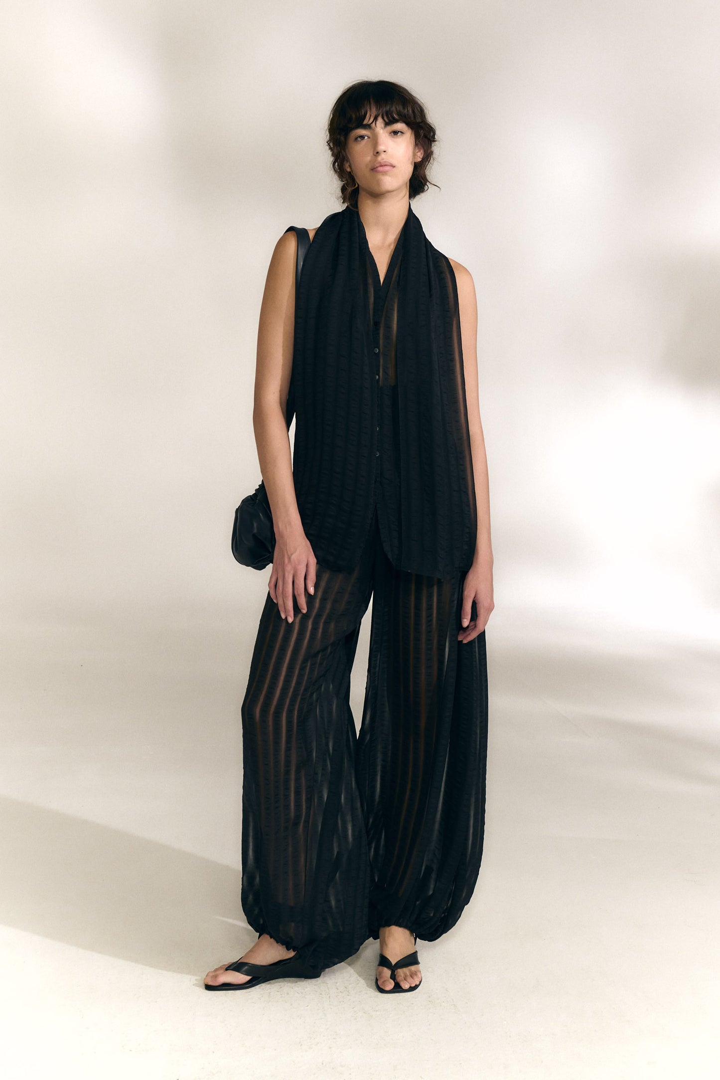 Brisa, pantalon de seda a rayas blue nero