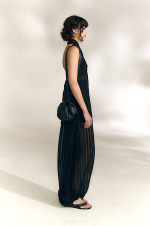 Brisa, top de seda a rayas blue nero