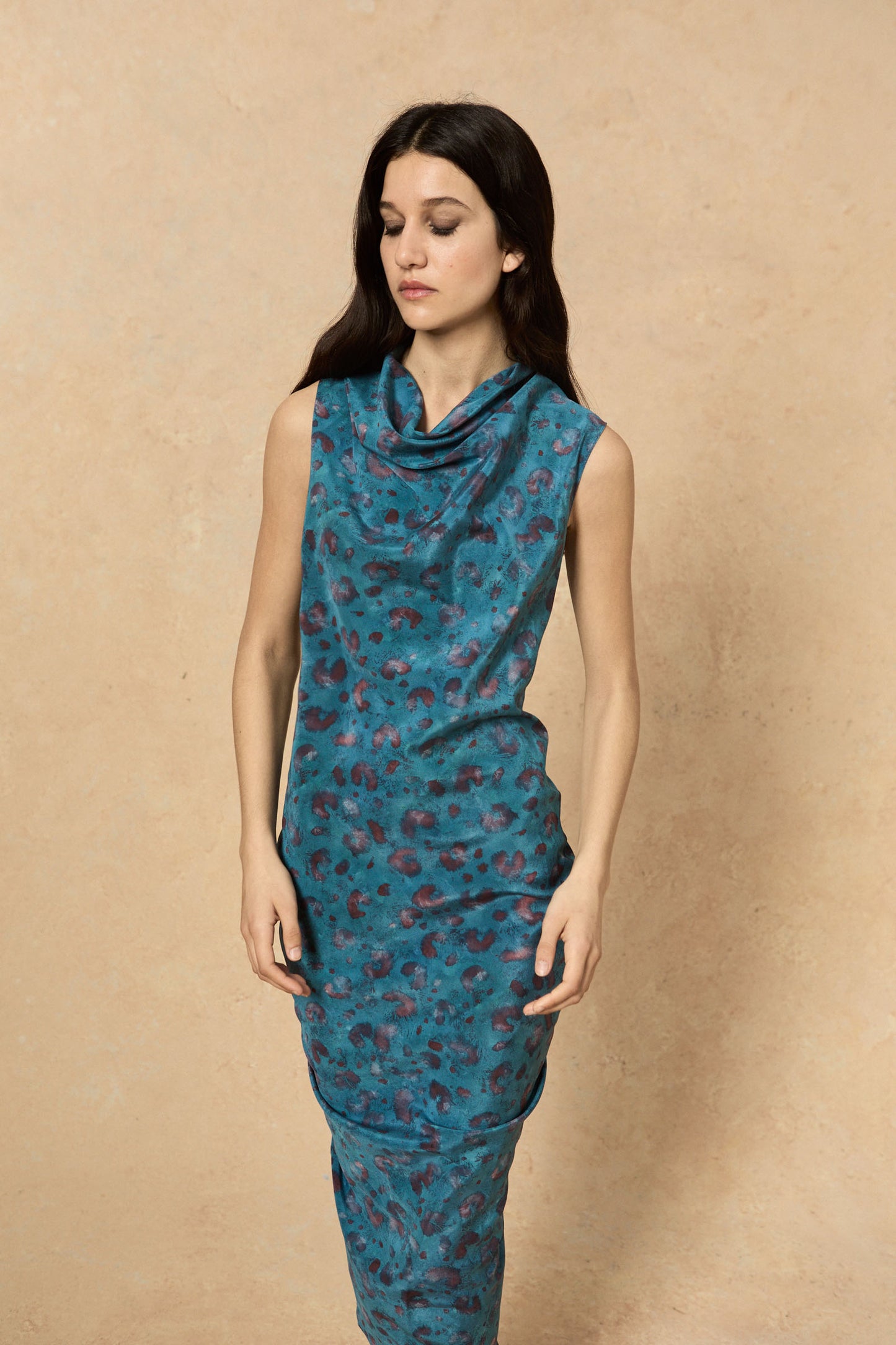 Camaron, stretch silk isla print dress