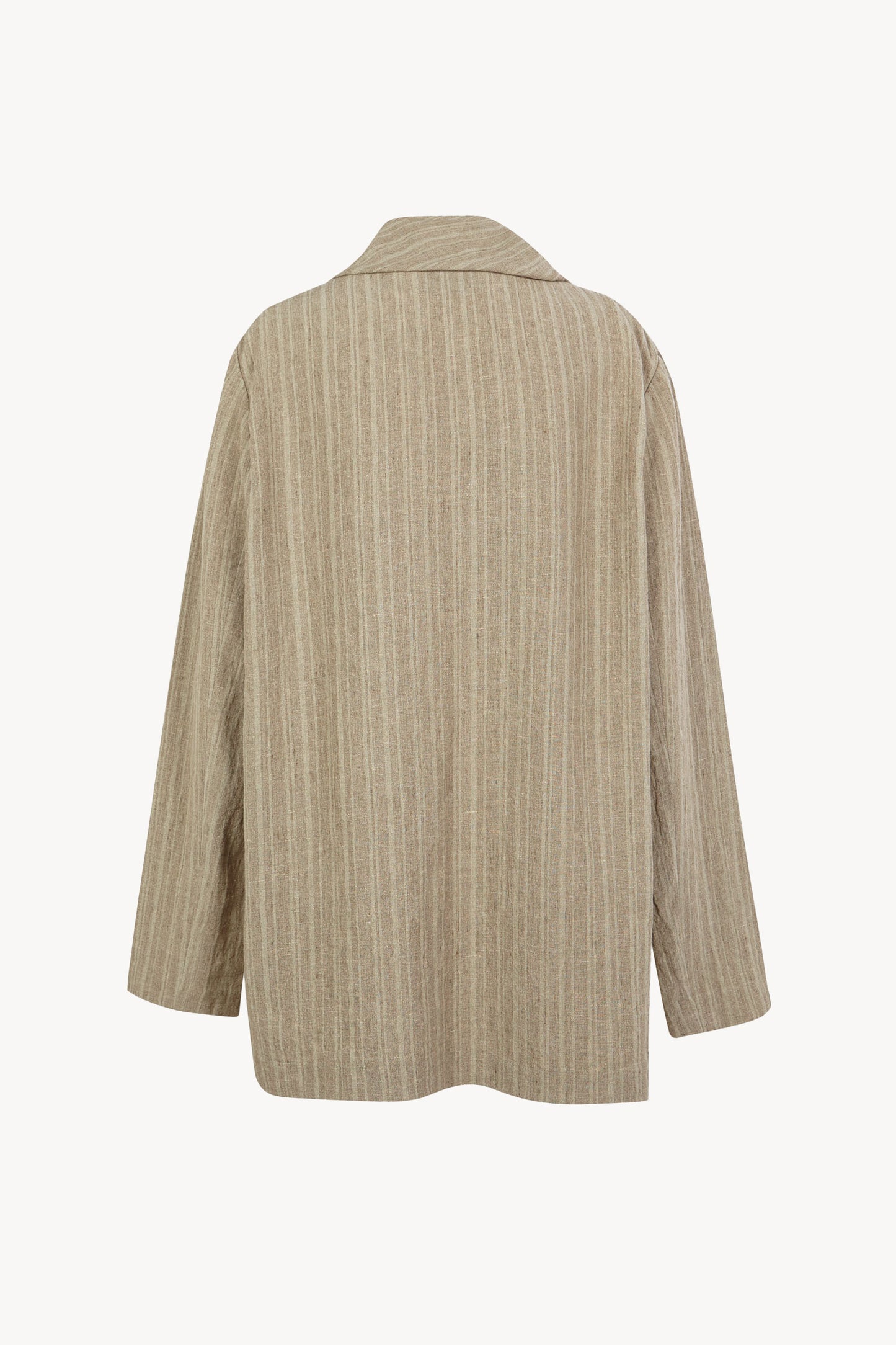 Camila, greyish green striped linen wrap jacket