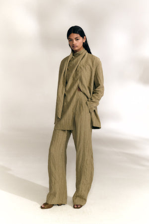 Camila, greyish green striped linen pants