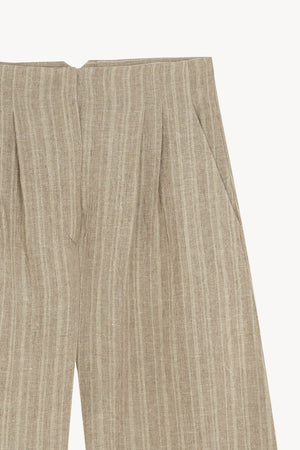 Camila, greyish green striped linen pants