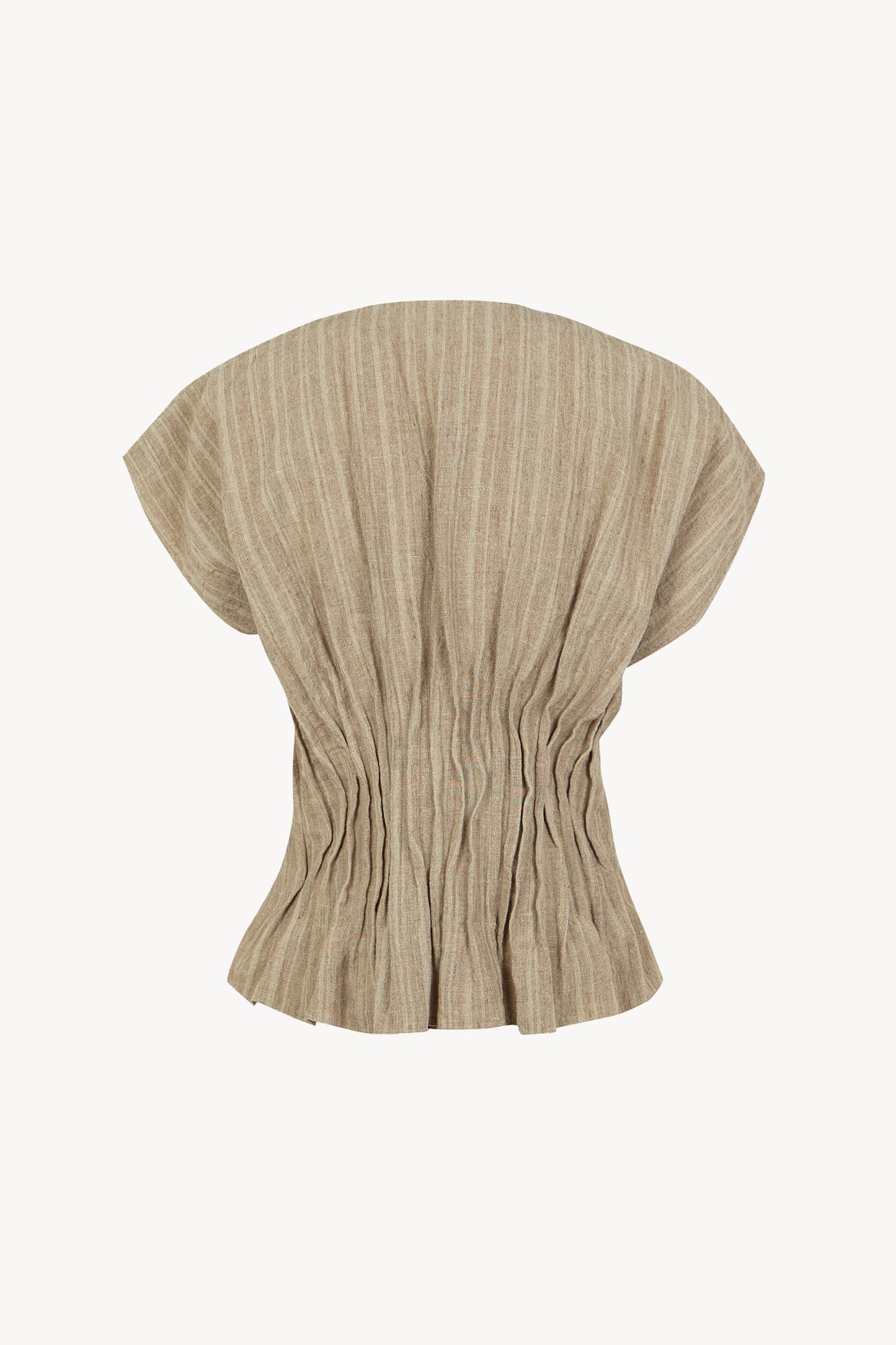 Camila, greysh green striped linen shirt